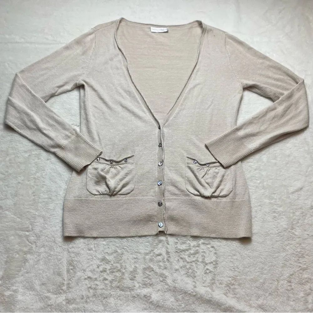 Soft Surroundings Light Brown Linen Blend Cardigan Size Small